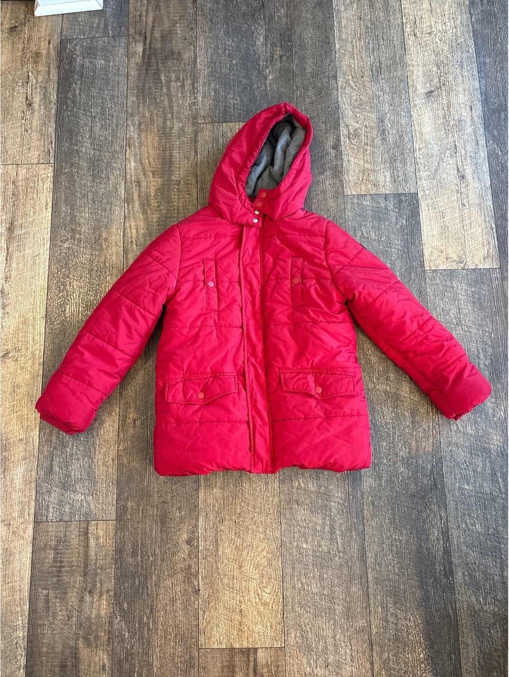 Jacadi Paris Red Hooded Puffer Jacket for Kids Size 12 Boys or Girls Coat winter